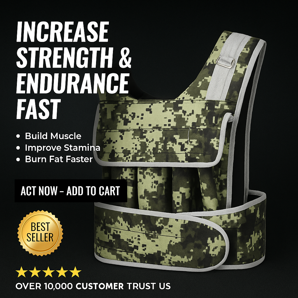 Earthmelon 10kg Camo Weighted Training Vest Adjustable