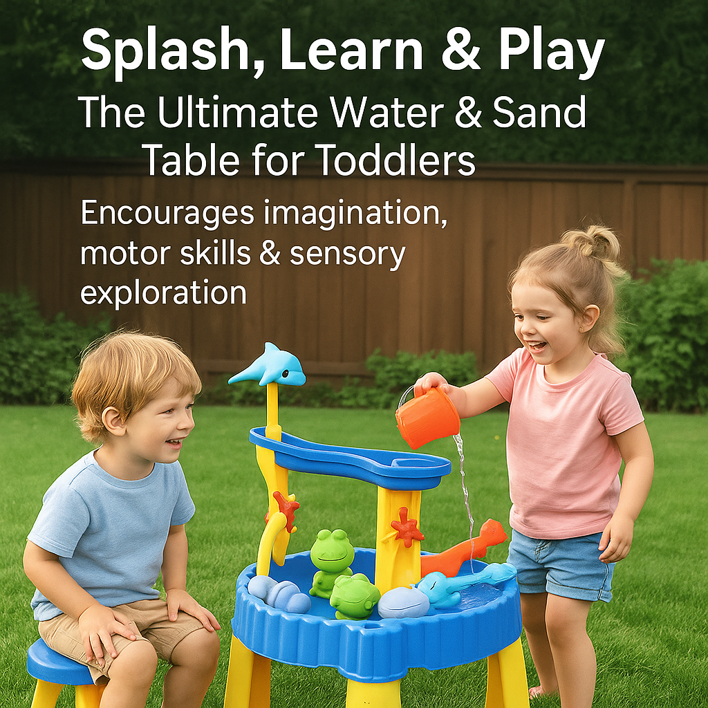 2-Tier Kids Sand & Water Play Table Sensory Toy with Stool & Accessories