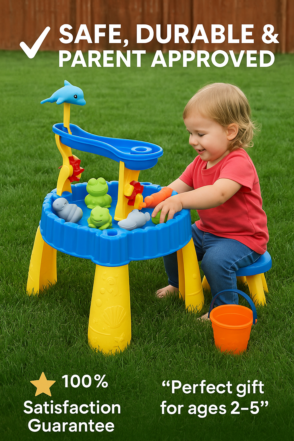 2-Tier Kids Sand & Water Play Table Sensory Toy with Stool & Accessories