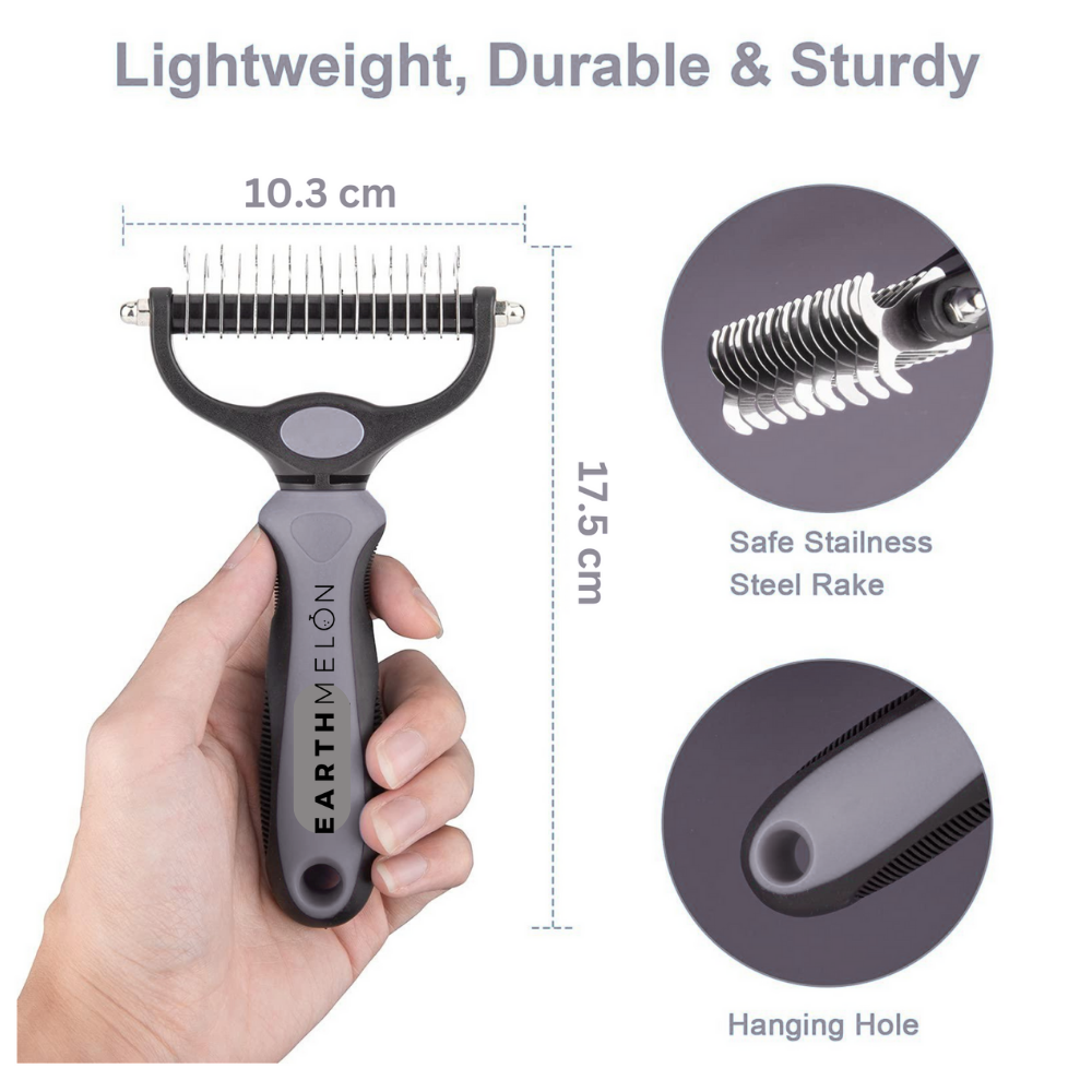 Pet Grooming Brush, XXL, Double-sided Dematting Rake Comb