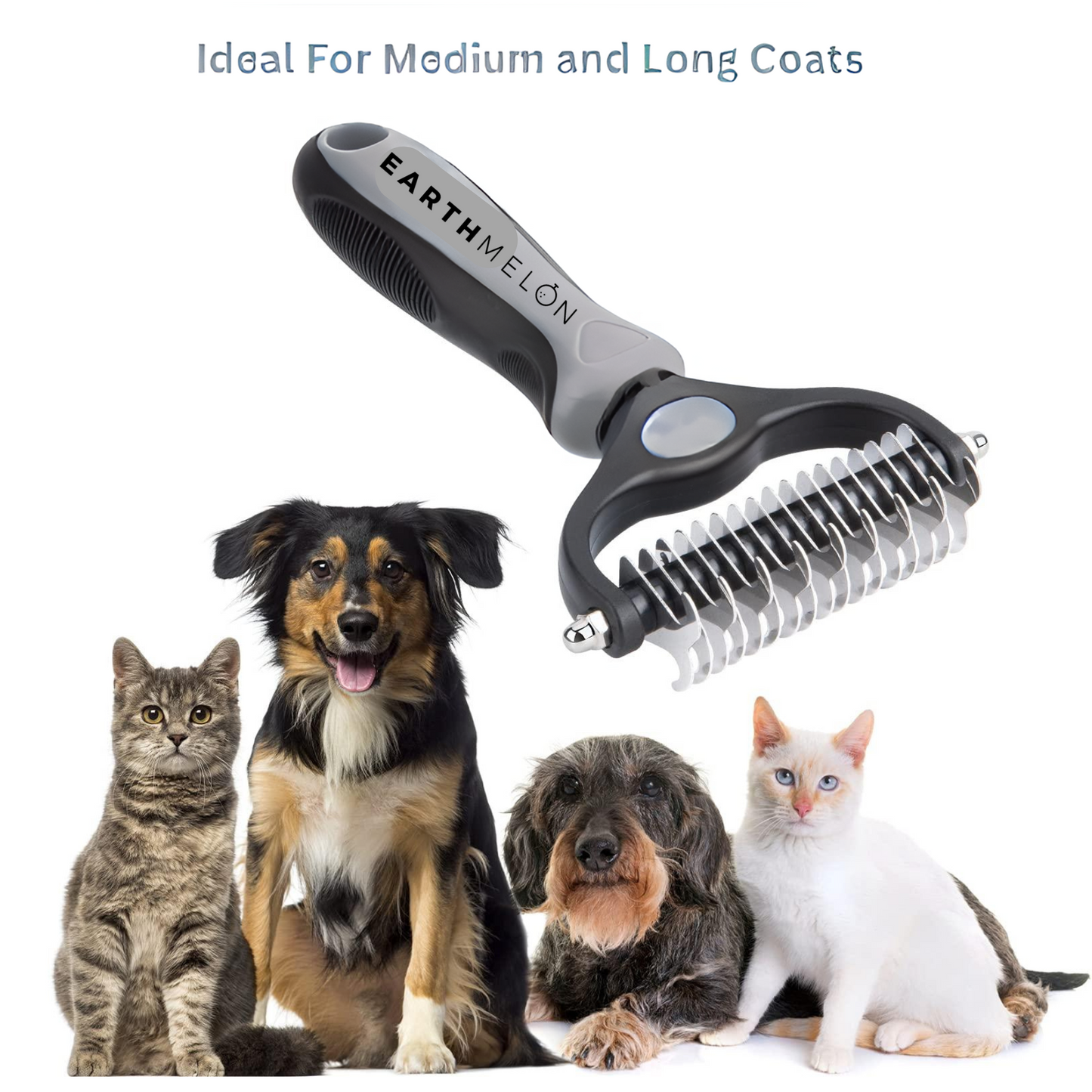 Pet Grooming Brush, XXL, Double-sided Dematting Rake Comb
