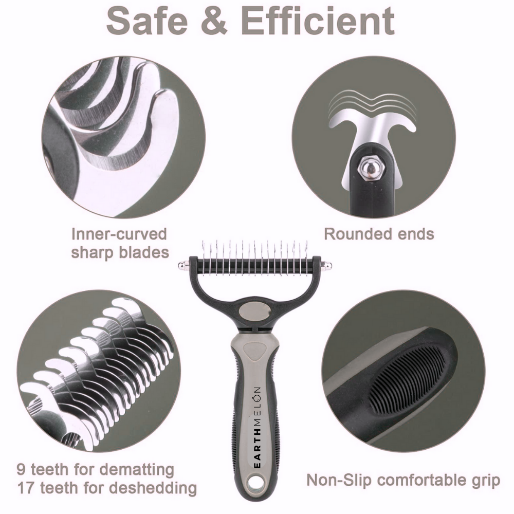 Pet Grooming Brush, XXL, Double-sided Dematting Rake Comb