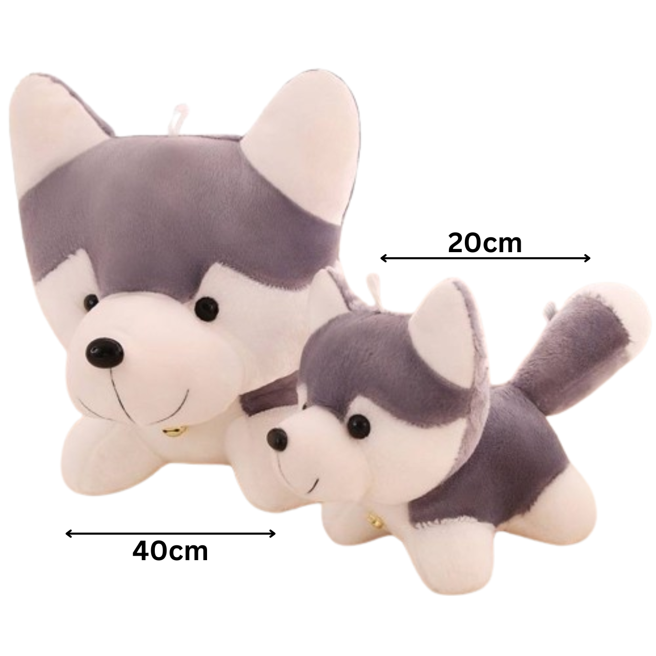 Grey and White Husky Plush Toy Mom and Baby