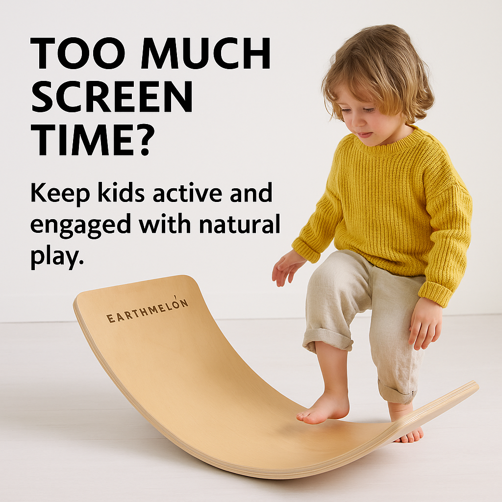 Earthmelon Montessori Yoga Fitness Wooden Balance Toy Board for Kids/Adults