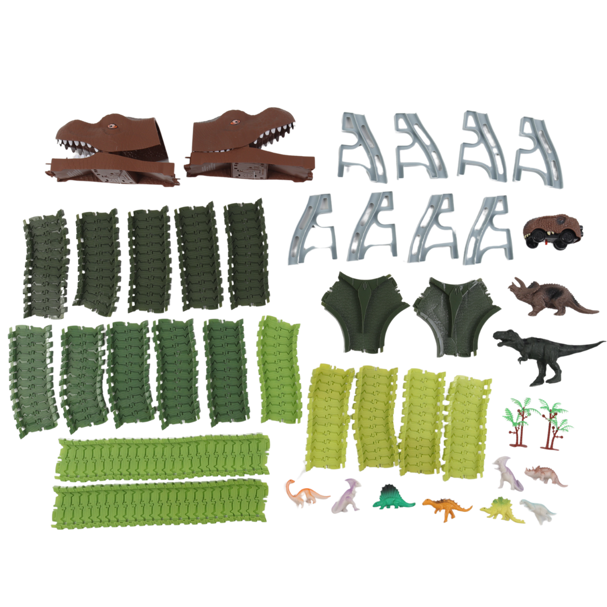 Dinosaur Race Track Set - Flexible Train Tracks with Dino Car - 265 Pieces
