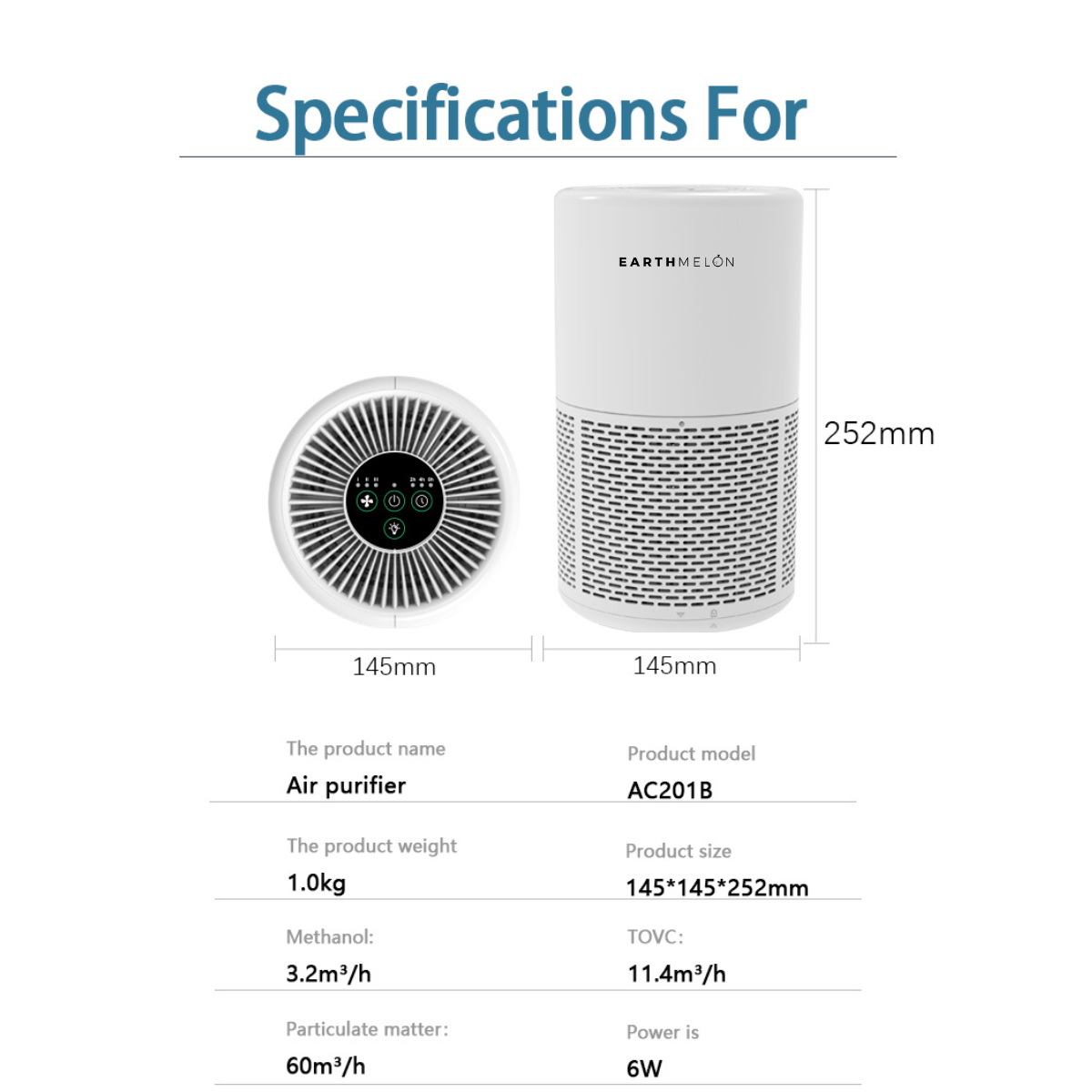 Earthmelon True HEPA Air Purifier with Night Light