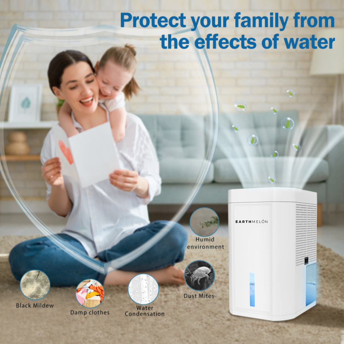 Earthmelon Intelligent Dehumidifier Quiet Air Moisture Remover MD307A