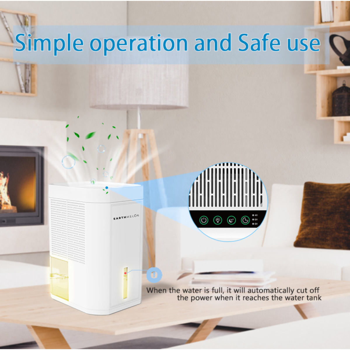 Earthmelon Intelligent Dehumidifier Quiet Air Moisture Remover MD307A