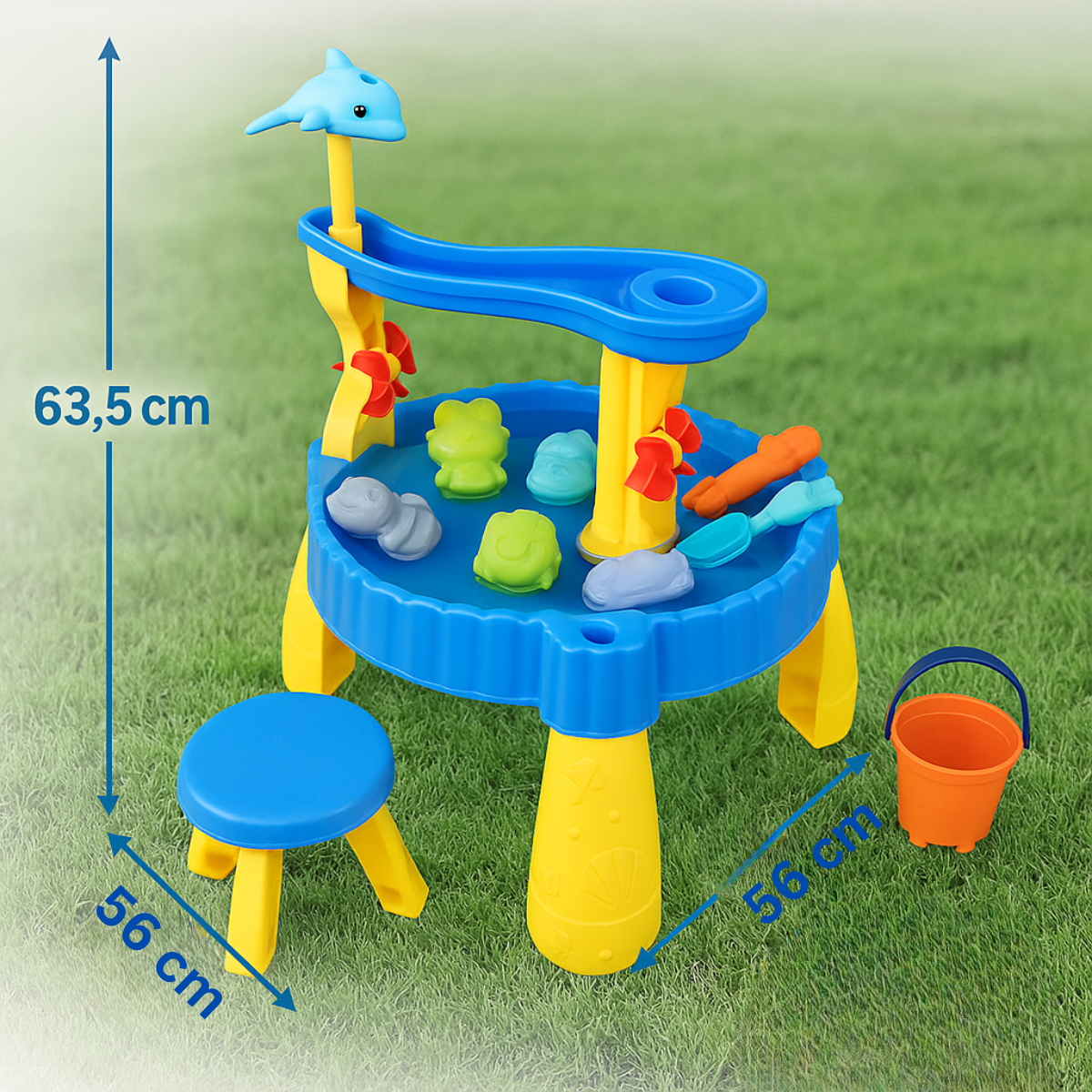 2-Tier Kids Sand & Water Play Table Sensory Toy with Stool & Accessories