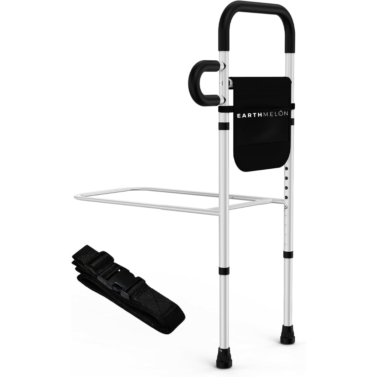 Earthmelon Bed Rail Mobility Aid for Elderly Portable Safety with Storage