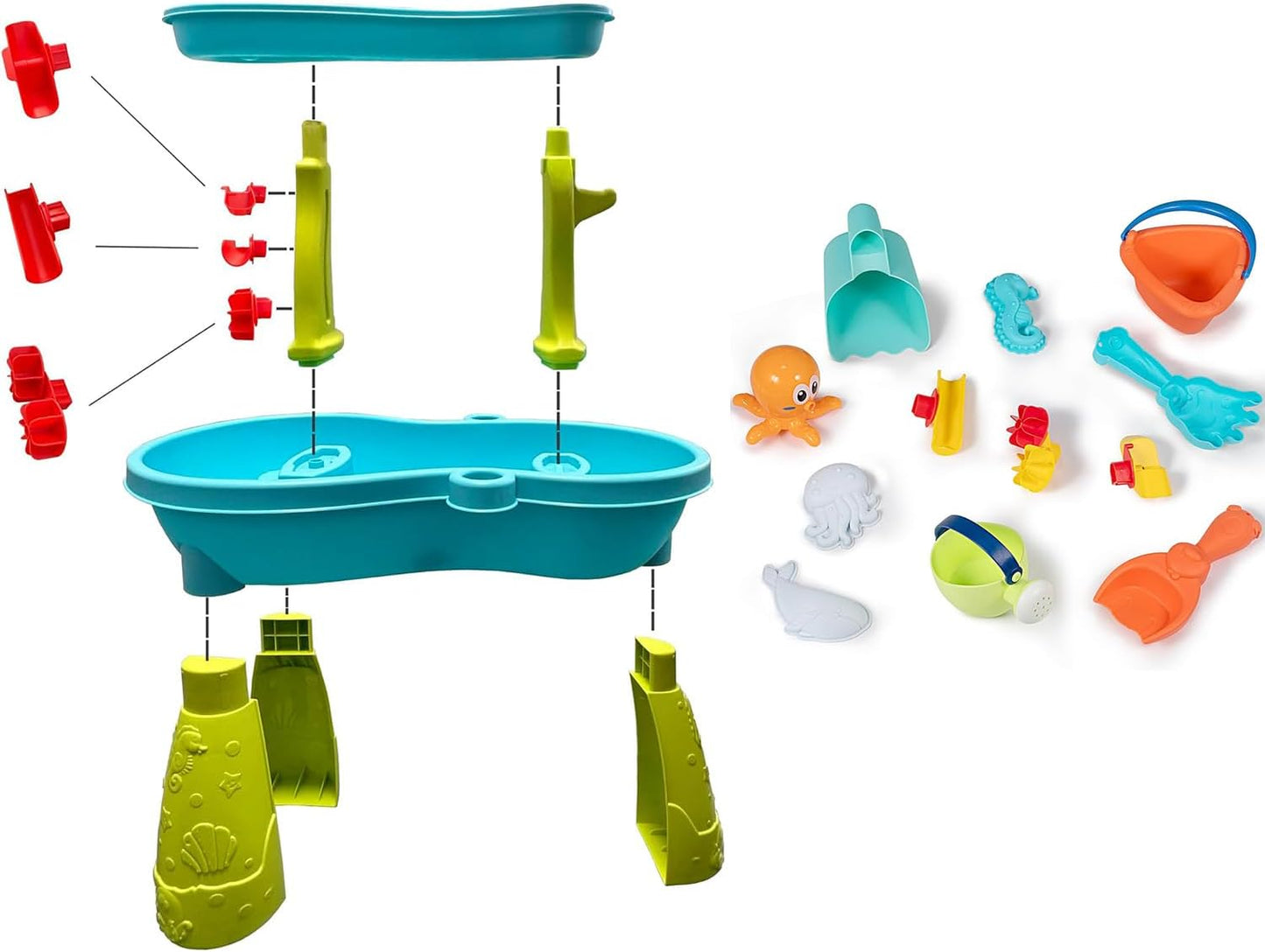 Splash & Play 2-Tier Water Table for Kids with 18 Accessories