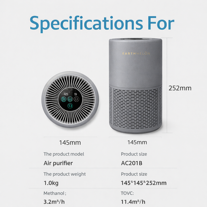 Earthmelon AC201B Air Purifier dimensions
