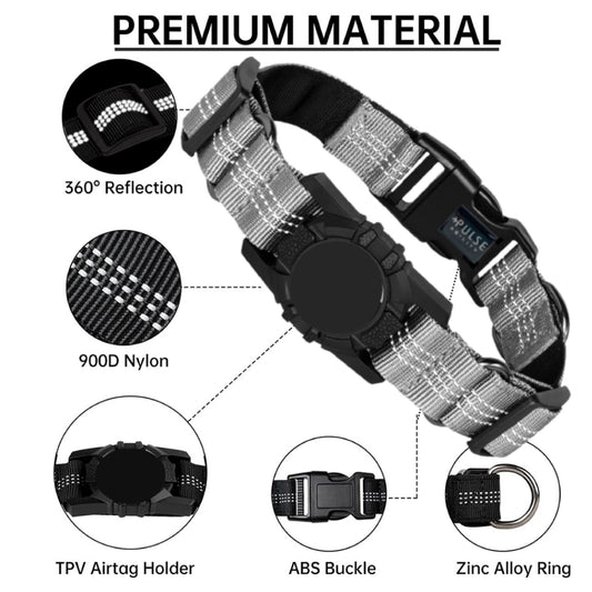 Adjustable Reflective AirTag Holder Collar for Dogs – Durable Pulse Ability Pet ID Tag Holder