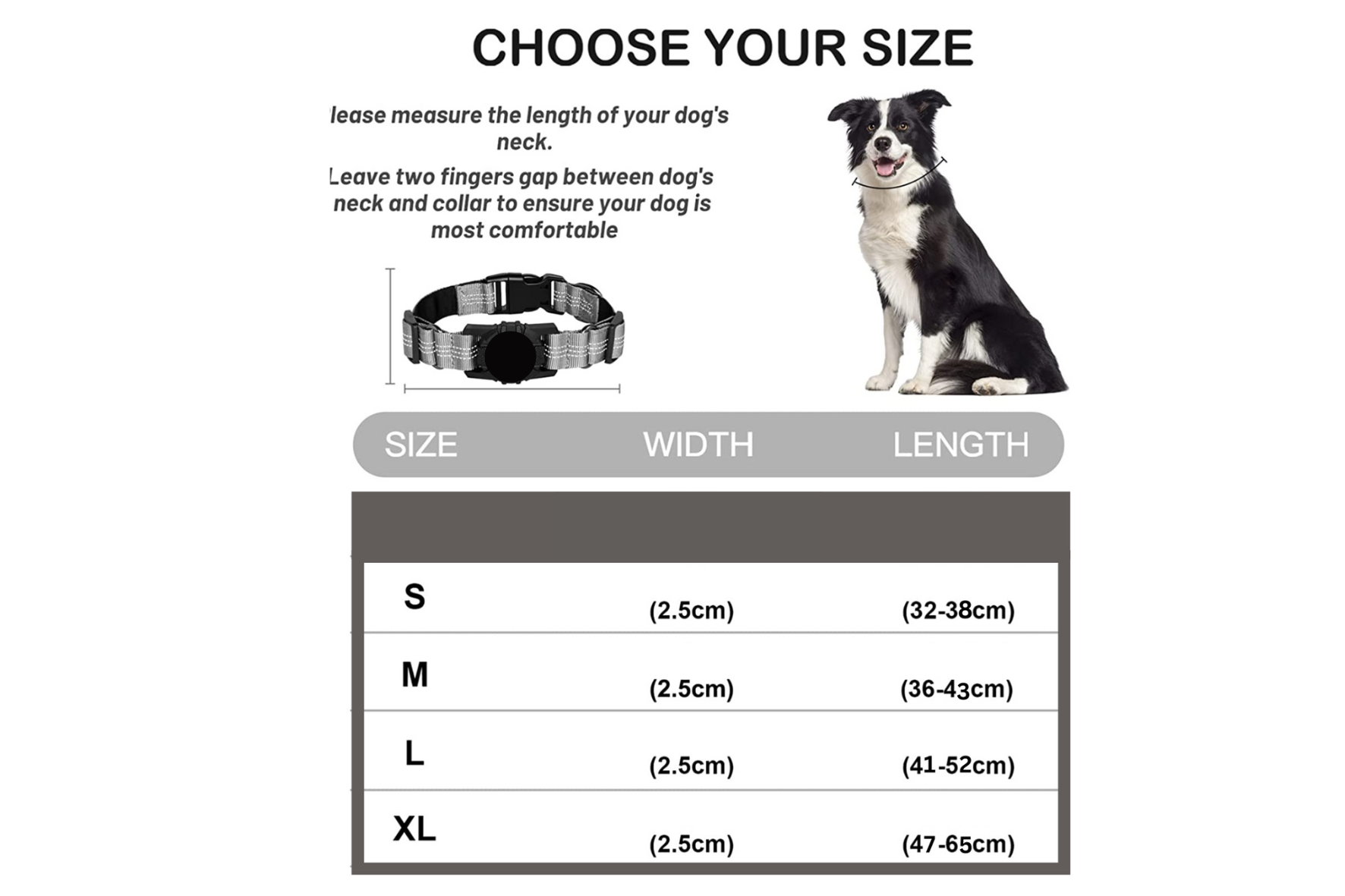 Adjustable Reflective AirTag Holder Collar for Dogs – Durable Pulse Ability Pet ID Tag Holder