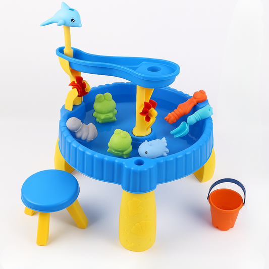 2-Tier Kids Sand & Water Play Table Sensory Toy with Stool & Accessories