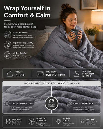 Adult Weighted Blanket – Bamboo Cooling Cover for Better Sleep