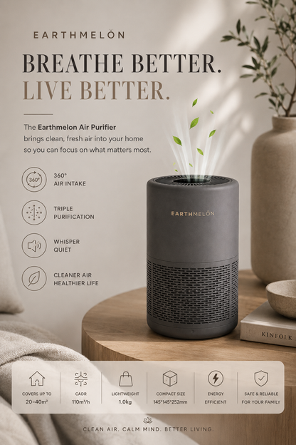 Earthmelon AC201B Air Purifier in grey