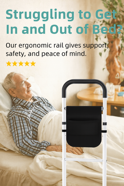 Bed Safety Rail for Elderly – Portable Mobility Aid with Storage