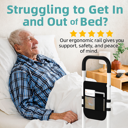 Bed Safety Rail for Elderly – Portable Mobility Aid with Storage
