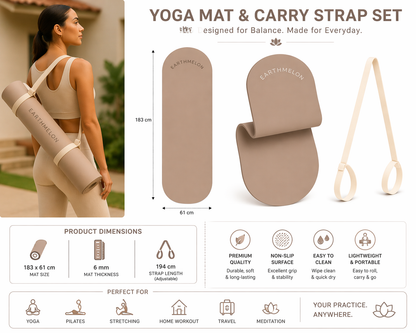 Oval Pilates & Yoga Mat – Non-Slip PU Rubber