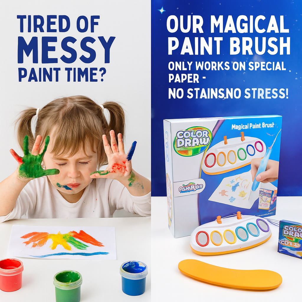 Color Draw Light-up Paint Brush Kids Mess-Free Painting Arts & Crafts
