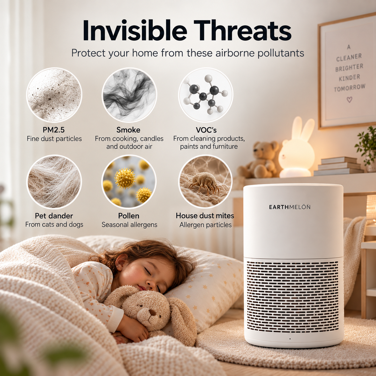 White AC201B removes PM2.5, smoke, VOCs, pet dander, pollen and dust mites