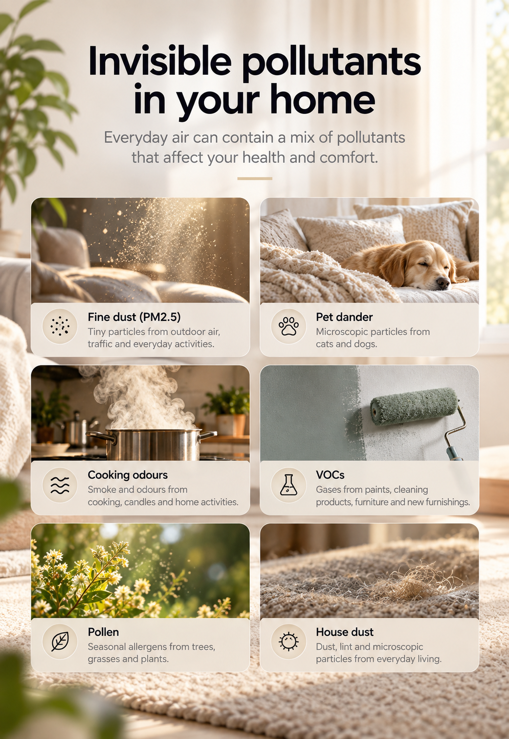 Invisible pollutants in your home that the AC201B filters