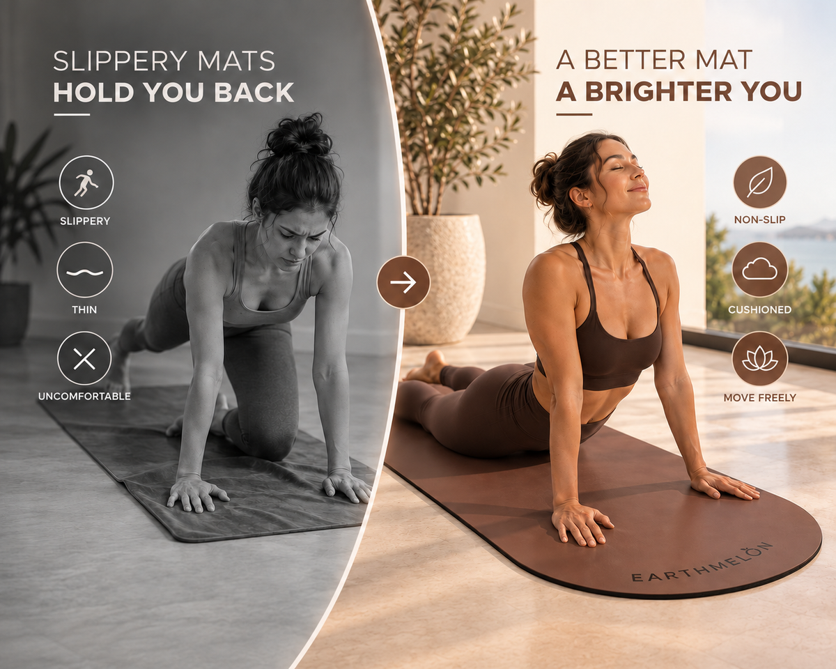 Slippery thin mat versus cushioned non-slip Chocolate Earthmelon mat