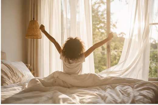 Waking up fresh in a bright, clean bedroom